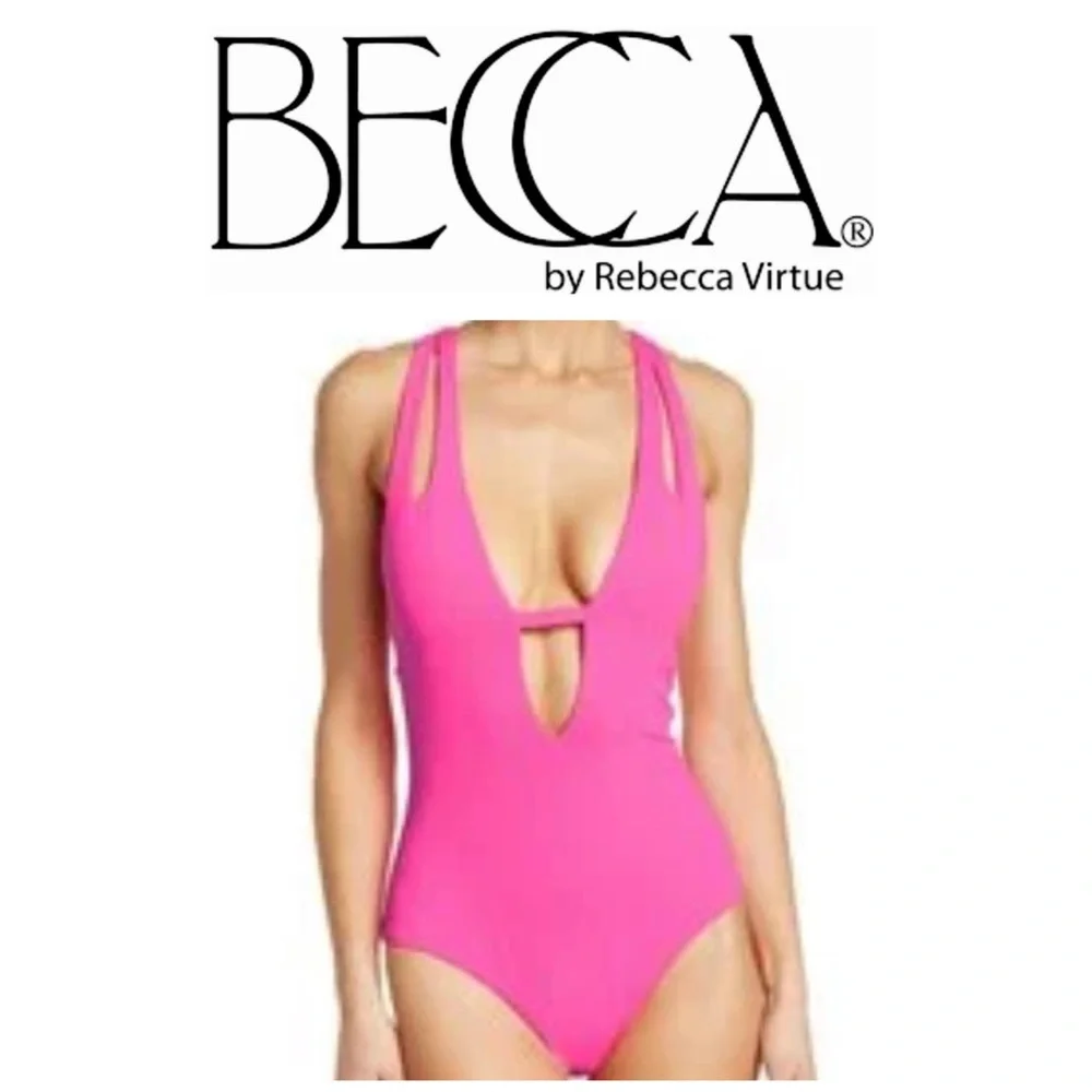 NEW BECCA Split Strap One-Piece Swimsuit - Picture 1 of 3